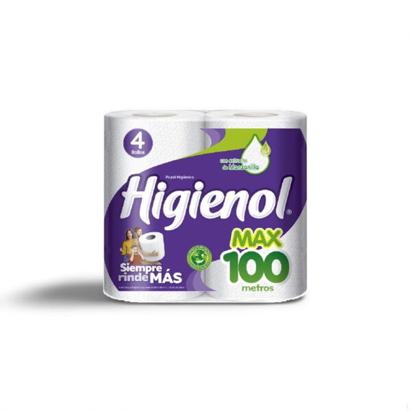 Papel Higiénico Higienol Max Hoja Simple - 100 M X 4 U